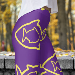 Leggings Fabuloso patrón divertido morado y fin amarillo