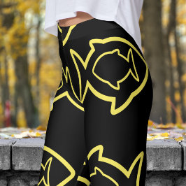 Leggings Fabuloso patrón divertido negro y amarillo de fin