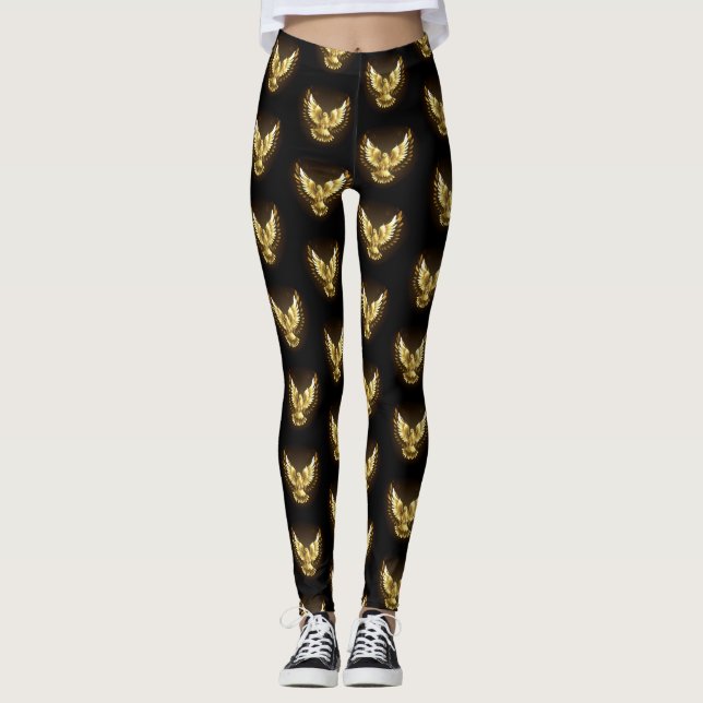 Leggings Falsa paloma de paz del Relieve metalizado dorado  (Anverso)