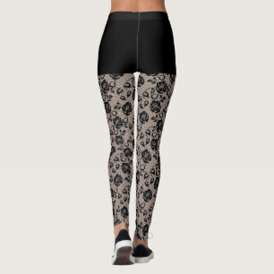 Leggings Falsas piernas de pescador de encaje negro con Ros