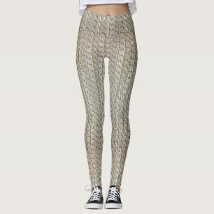 Leggings Falsas polainas de plata de la piel de serpiente