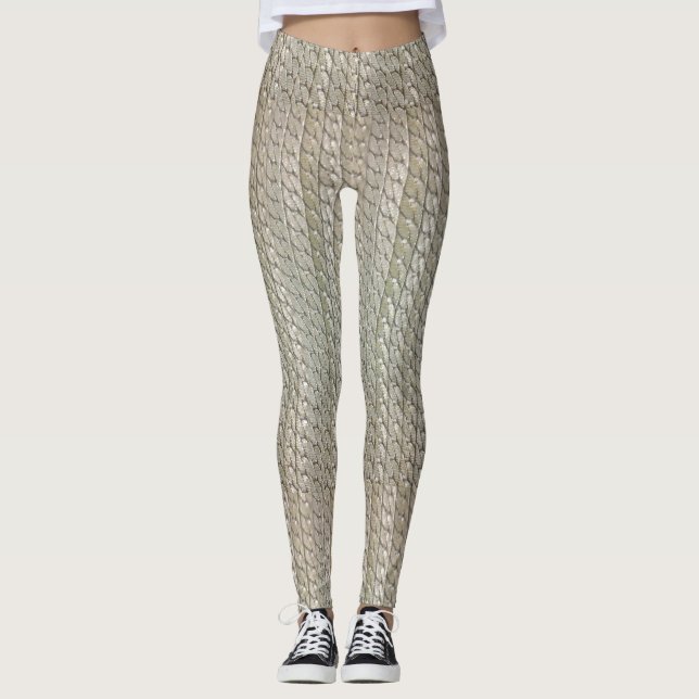 Leggings Falsas polainas de plata de la piel de serpiente (Anverso)