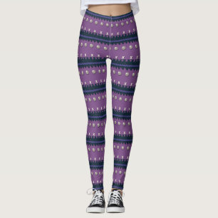 Leggings Falsas polainas púrpuras feas hechas punto del