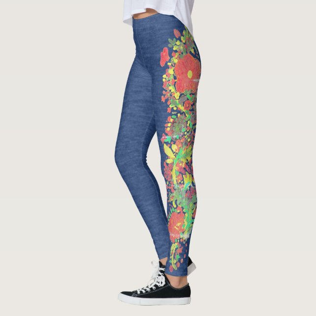 Leggings Falso dril de algodón con diseño del panel floral (Izquierda)