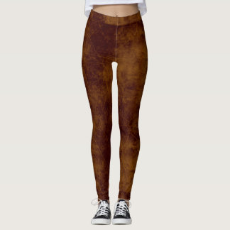 Leggings Falso marrón envejecido de la mirada de cuero