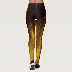 Leggings Falso oro pintado y purpurina en negro