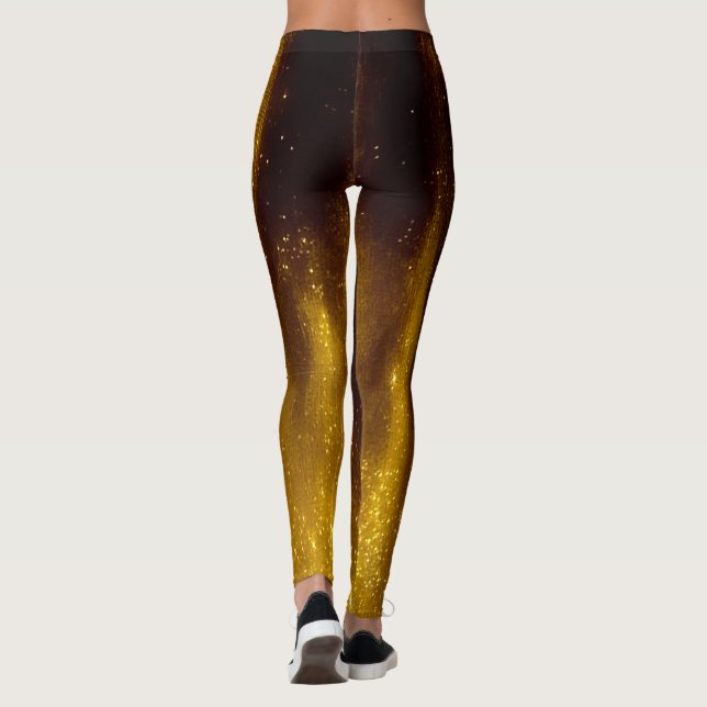 Leggings Falso oro pintado y purpurina en negro (Reverso)
