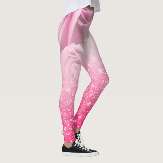Leggings Falso purpurina brillante rosado subió para las (Derecha)