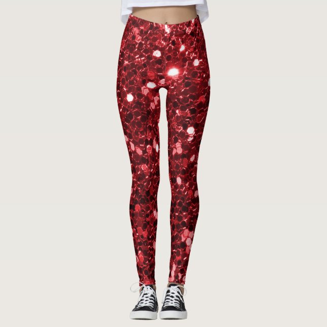 Leggings Falso purpurina rojo (Anverso)