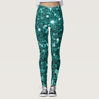 Leggings Falso purpurina verde azulado elegante