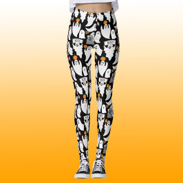 Leggings Famosos fantasmas de Halloween con estampado blanc