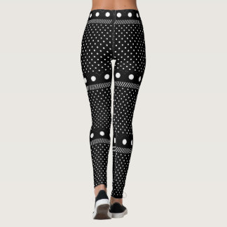 Leggings Fancy Black and White Border Retro Polka Dot
