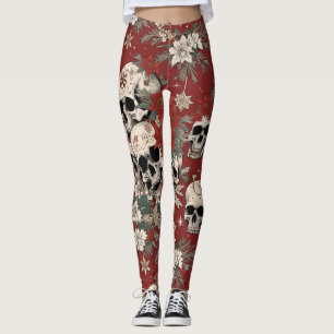 Leggings Fancy Calavera Estilo Serigrafía Navidad