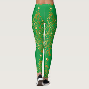 Leggings Fancy Gold Christmas Tree Thunder_Cove