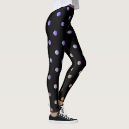 Leggings Fancy Mauve Beige y Black Retro Polka Dot