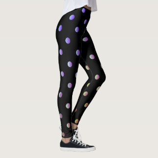 Leggings Fancy Mauve Beige y Black Retro Polka Dot