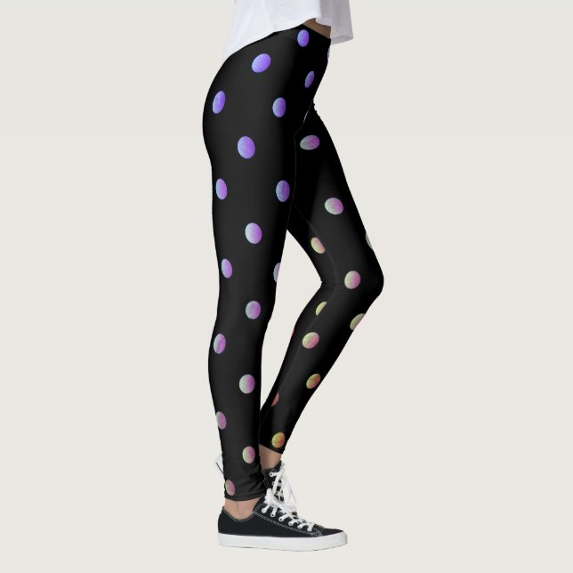 Leggings Fancy Mauve Beige y Black Retro Polka Dot (Derecha)