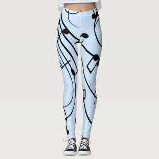 Leggings Fancy Music Notes Blue