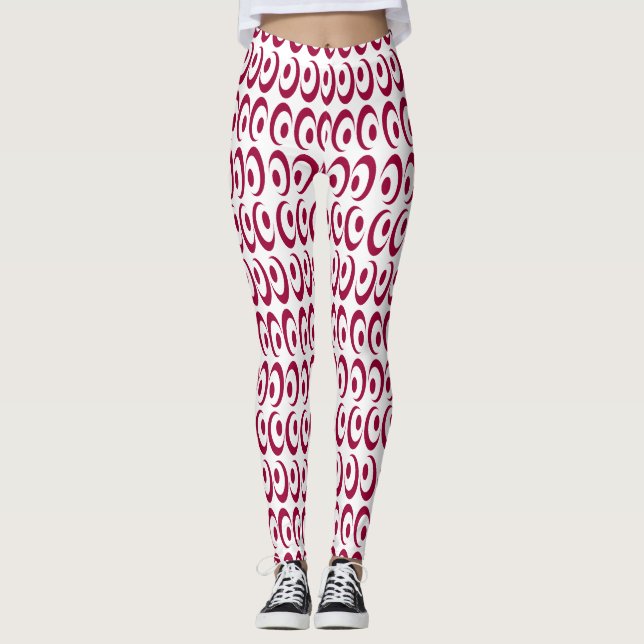 Leggings Fancy Vibrant Crazy Rojo Swirls Diseñado (Anverso)