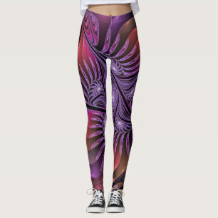 Leggings Fantasía colorida Resumen Trippy Purple Fractal