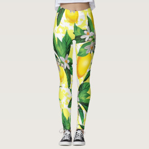 Leggings Fantasía de limón: Patrón floral creativo
