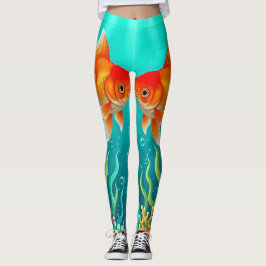 Leggings Fantasía de peces dorados besándose