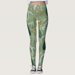 Leggings Fantasía de Royal-Peacocks en blanco y verde azul