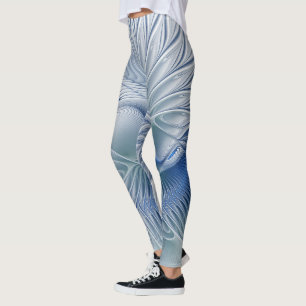 Leggings Fantasía dinámica abstracta tonos azules arte frac