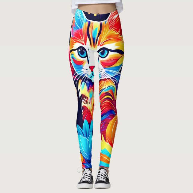 Leggings Fantasía floral felina (Anverso)