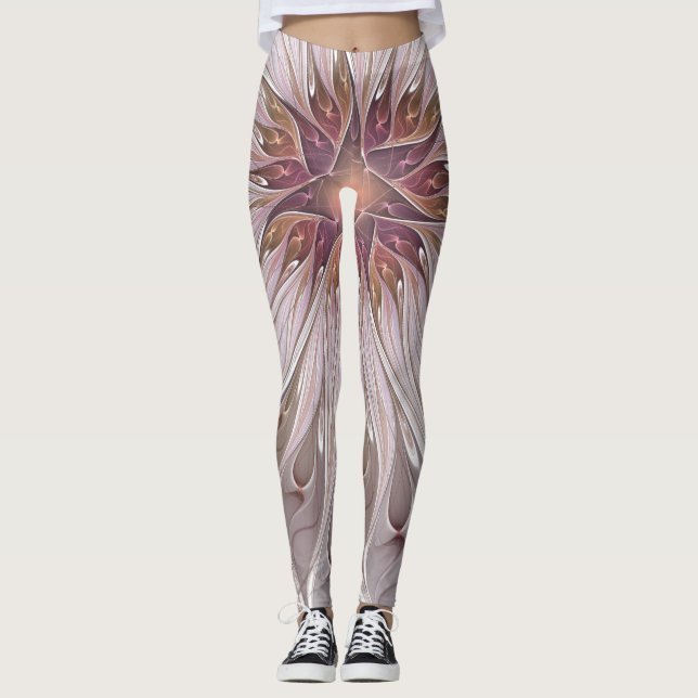 Leggings Fantasía floral, resumen Flor pastel moderna (Anverso)
