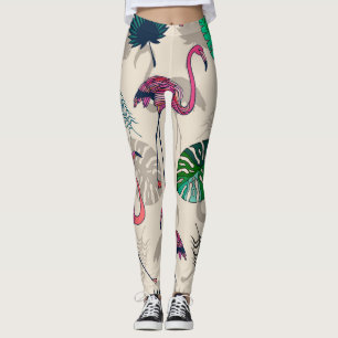 Leggings Fantasía tropical: Patrón de hojas de flamenco