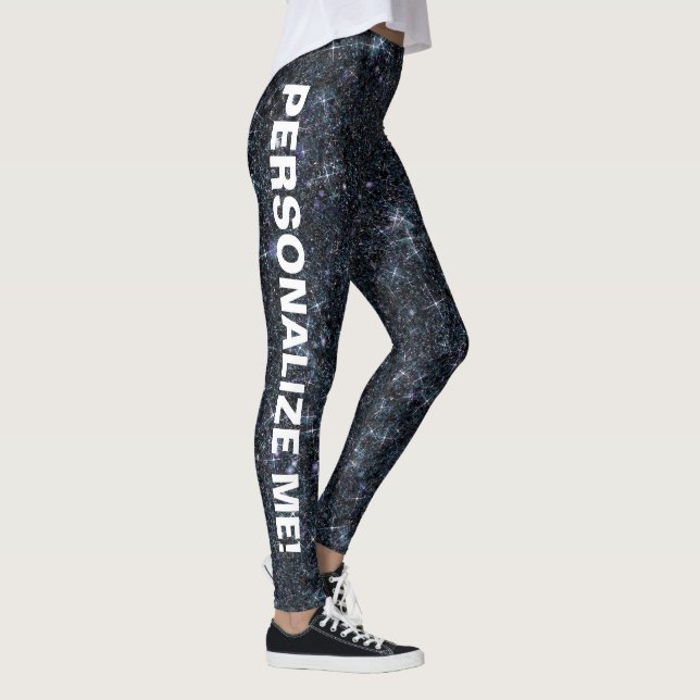 Leggings Fantasía urbana Purpurina de plata negra TEXTO PER (Derecha)