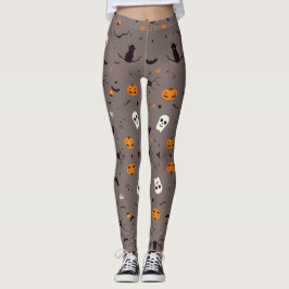 Leggings Fantasma de Halloween y patrón de calabaza