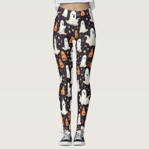 Leggings Fantasma Halloween pequeños fantasmas Naranja negr