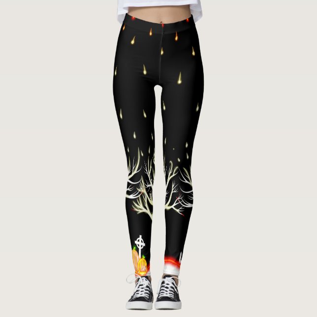 Leggings Fantasma nocturna negra de Halloween (Anverso)