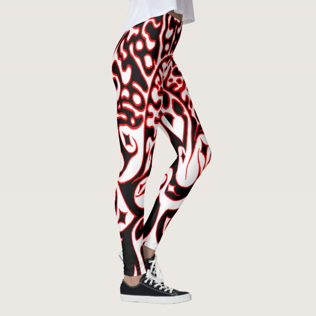 Leggings Fantasma psicodélico - Blanco negro y rojo (Derecha)