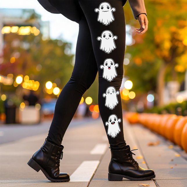 Leggings Fantasmas cortos con diferentes expresiones Hallow (Disclaimer: This image is a digital mockup.)