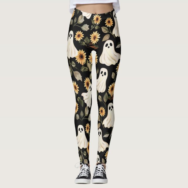 Leggings Fantasmas de Gótico de verano y girasoles tembloro (Anverso)