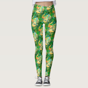 Leggings Fantasmas de oro con vectores de burbujas verdes