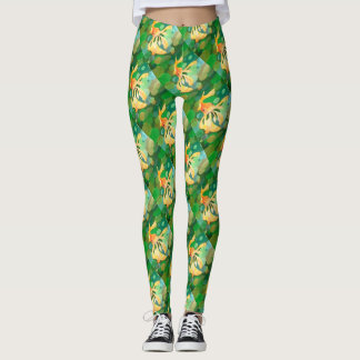 Leggings Fantasmas de oro con vectores de burbujas verdes