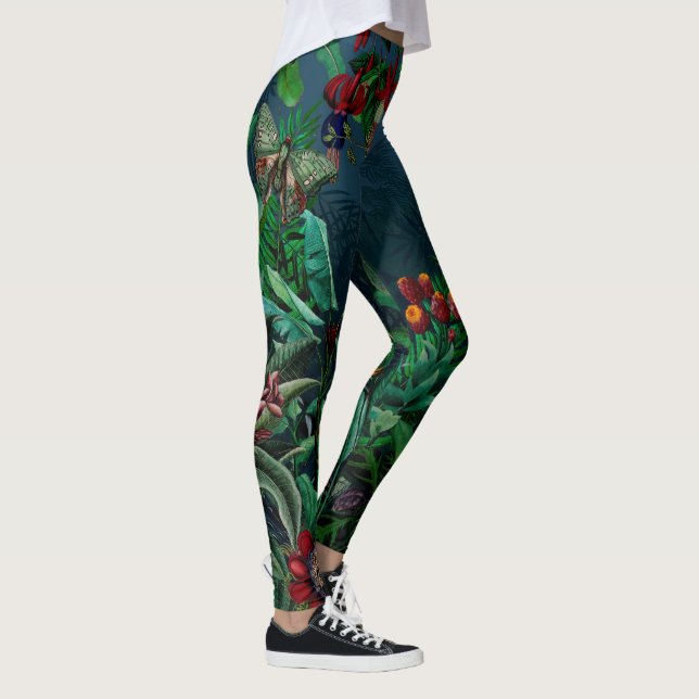 Leggings Fantástica y fantástica selva tropical nocturna (Derecha)