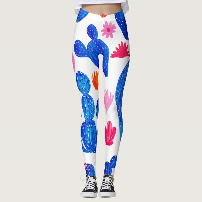 Leggings Fantasy Cacti: Patrón Decorativo Sin Marea. (Anverso)