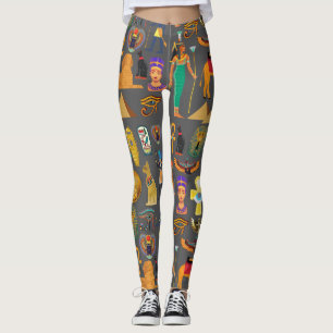Leggings Faraón de patrón de símbolo jeroglífico egipcio