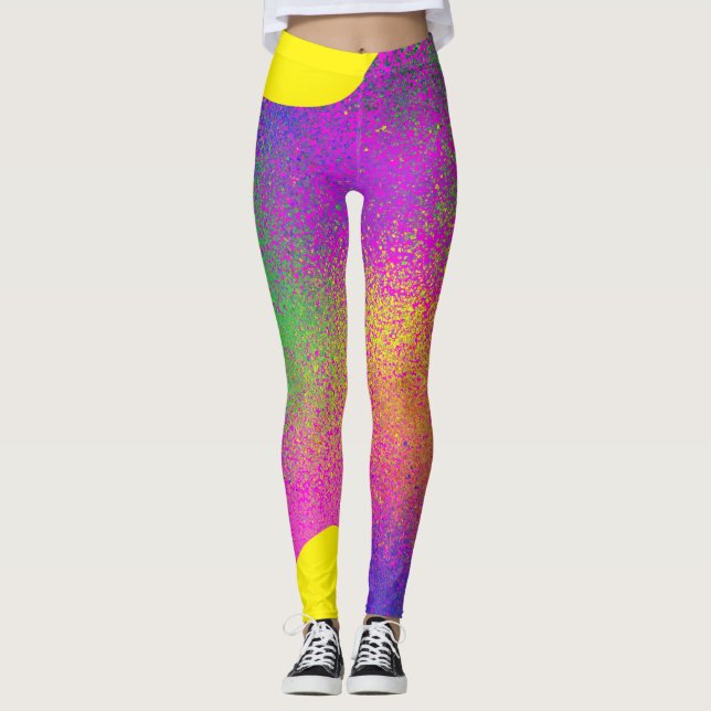 Leggings Farbklecks mit bunten gesprenkelten Punkten (Anverso)