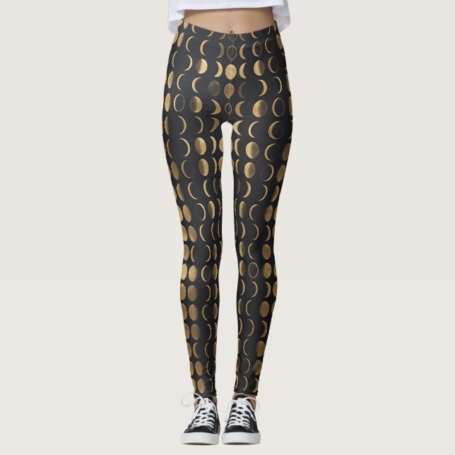 Leggings Fases de la Luna Dorada – Alquimia Celestial (Anverso)