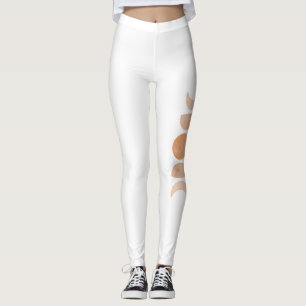 Leggings Fases de la luna rosa en las piernas del yoga blan