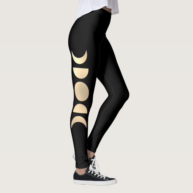 Leggings Fases doradas de las piernas de la luna (Derecha)