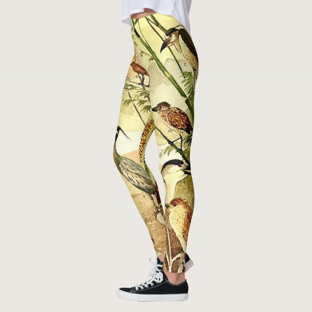 Leggings Fauna de los pájaros de la garza por todo la (Izquierda)