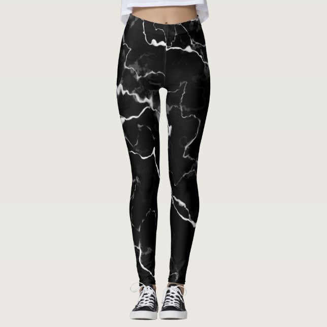 Leggings Faux Black Marble Texble Look (Anverso)