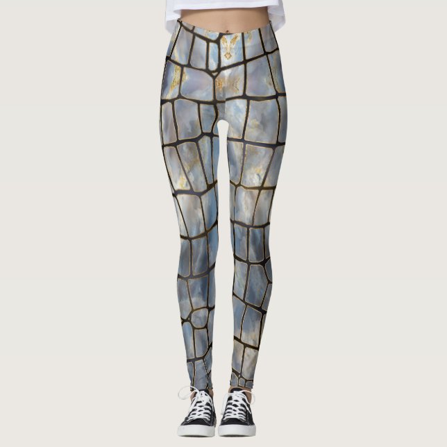 Leggings Faux Crocodile mármol y oro (Anverso)